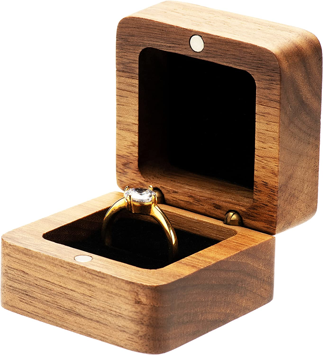 COSISO Vintage Wood Engagement Ring Gift Box Jewelry Storage Box for Proposal... - Picture 12 of 14