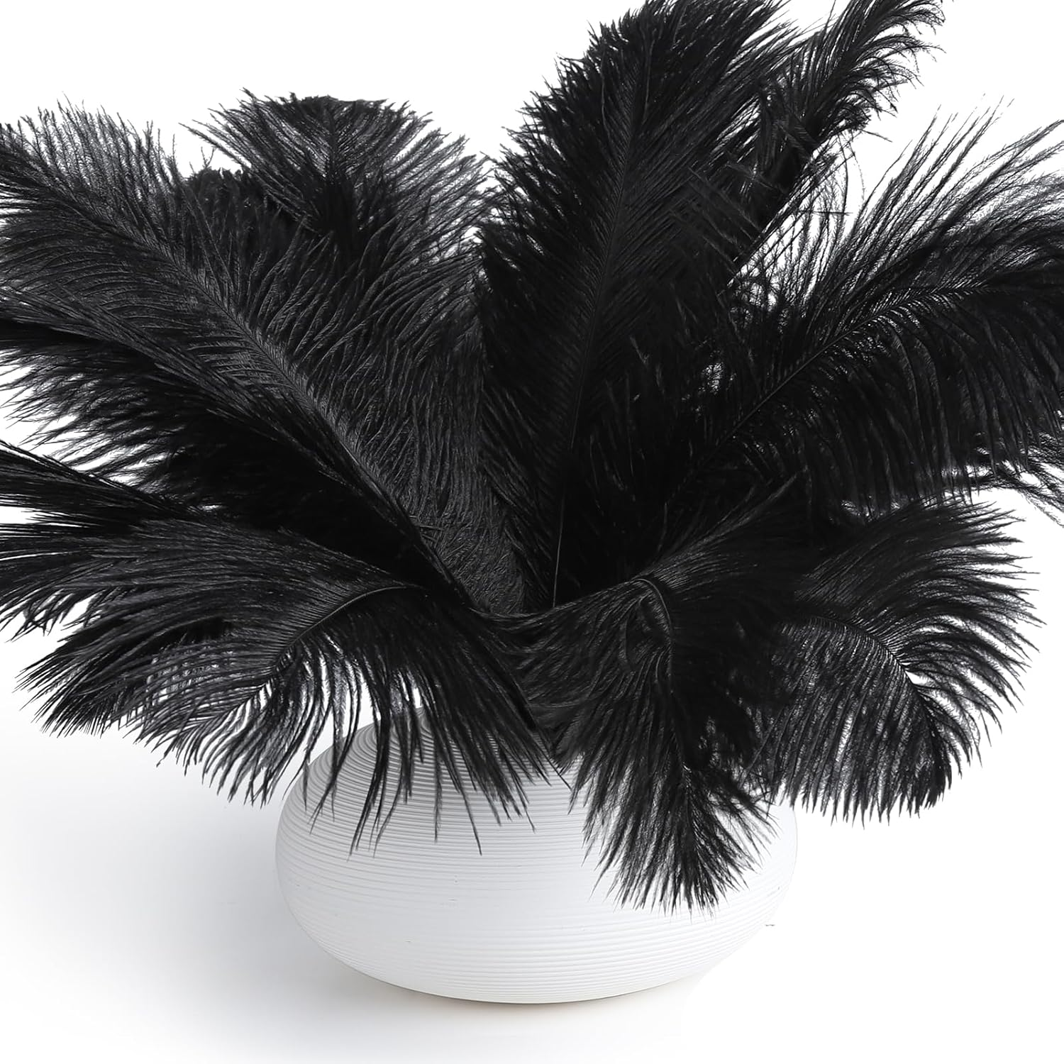 12Pcs Black Ostrich Feathers 10-12in for Crafting Centerpieces Party Home Decor