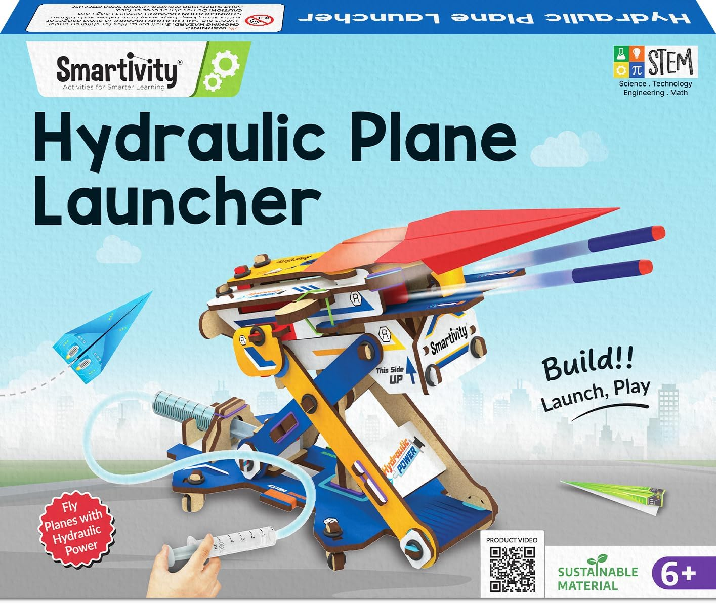 Smartivity 2-in-1 Hydraulic Paper Airplanes and Darts Launcher STEM Educational Toy for Children Ages 6-14