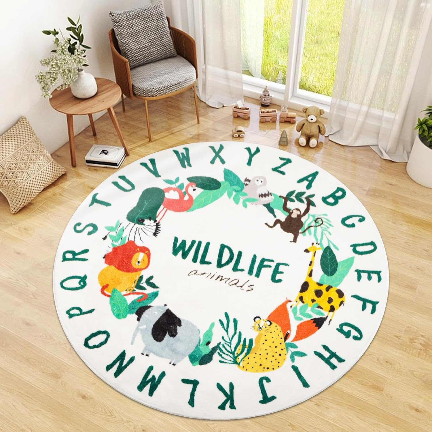 Homodoskey Kids Play Rug, Animal Round Area Rug Kids Nursery Door Mat Soft Pl... - Picture 11 of 13