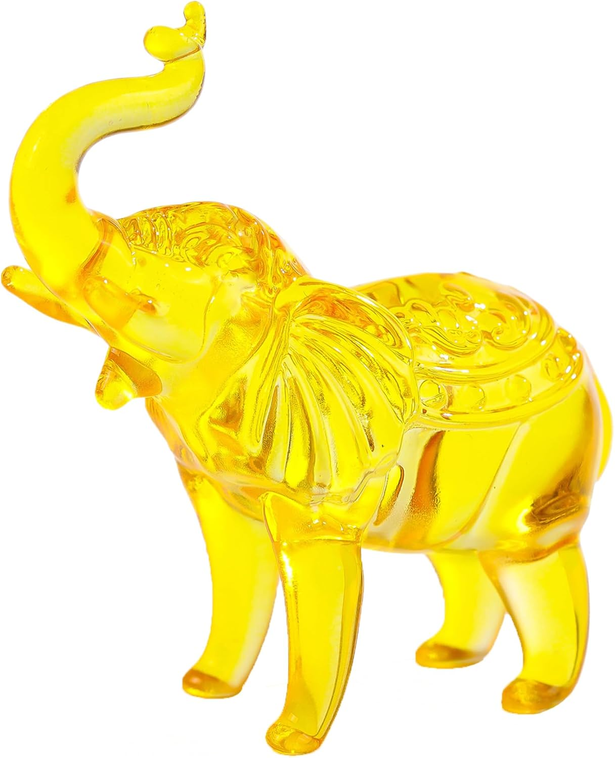 Crystal Yellow Elephants Figurines Glass Decor Animal Figurines Elephant Gift...