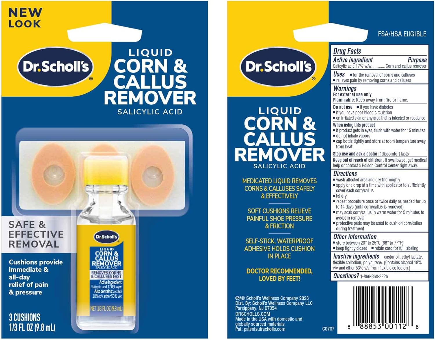 Liquid Corn & Callus Remover, 0.33 Ounce // Removes Corns & Calluses Fast with Cushions That Provide Protection against Shoe Pressure and Friction for All-Day Pain Relief