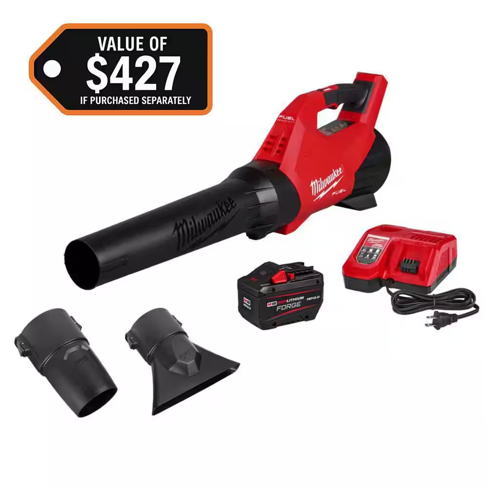 M18 FUEL 120 MPH 500 CFM 18V Brushless Cordless Battery Blower W/ Tapered & Flat Nozzle Attachments, Battery, Charger