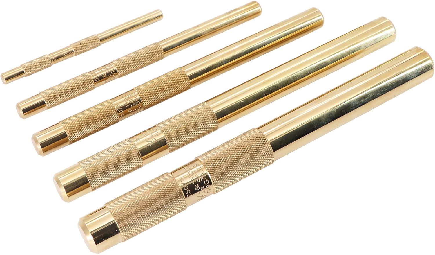 5 Brass Drift Punch Set, Hand Tool Punches Tools for Home Use 1/4-Inch 3/8-Inch 1/2-Inch 5/8-Inch 3/4-Inch 1/4'' 3/8'' 1/2'' 5/8'' 3/4'' 5 Pc. Replace 67003-MAI 045256670034