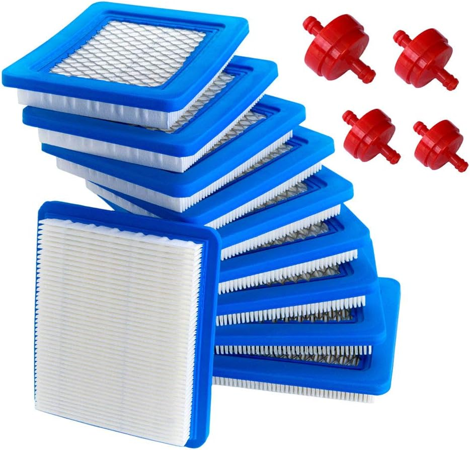 10 Pack 491588S Air Filter + 394358 Fuel Filter Compatible with 491588 4915885, Toro 20332, Craftsman 33644, Pro Performance for Push Lawn Mower