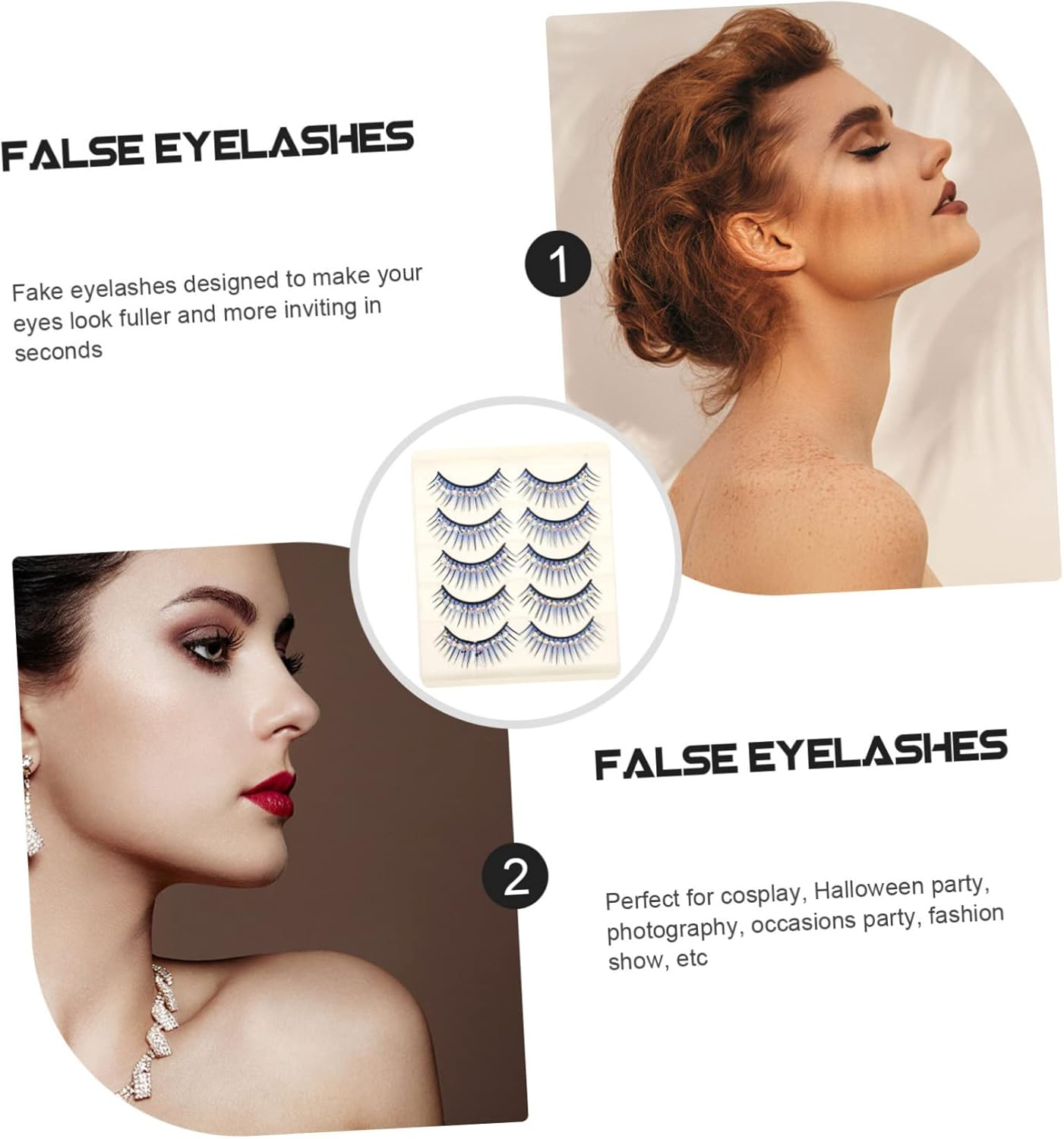 HAPINARY 5 Pairs Diamond False Eyelashes Makeup Eyelashes Color Stickers Fake... - Picture 5 of 13