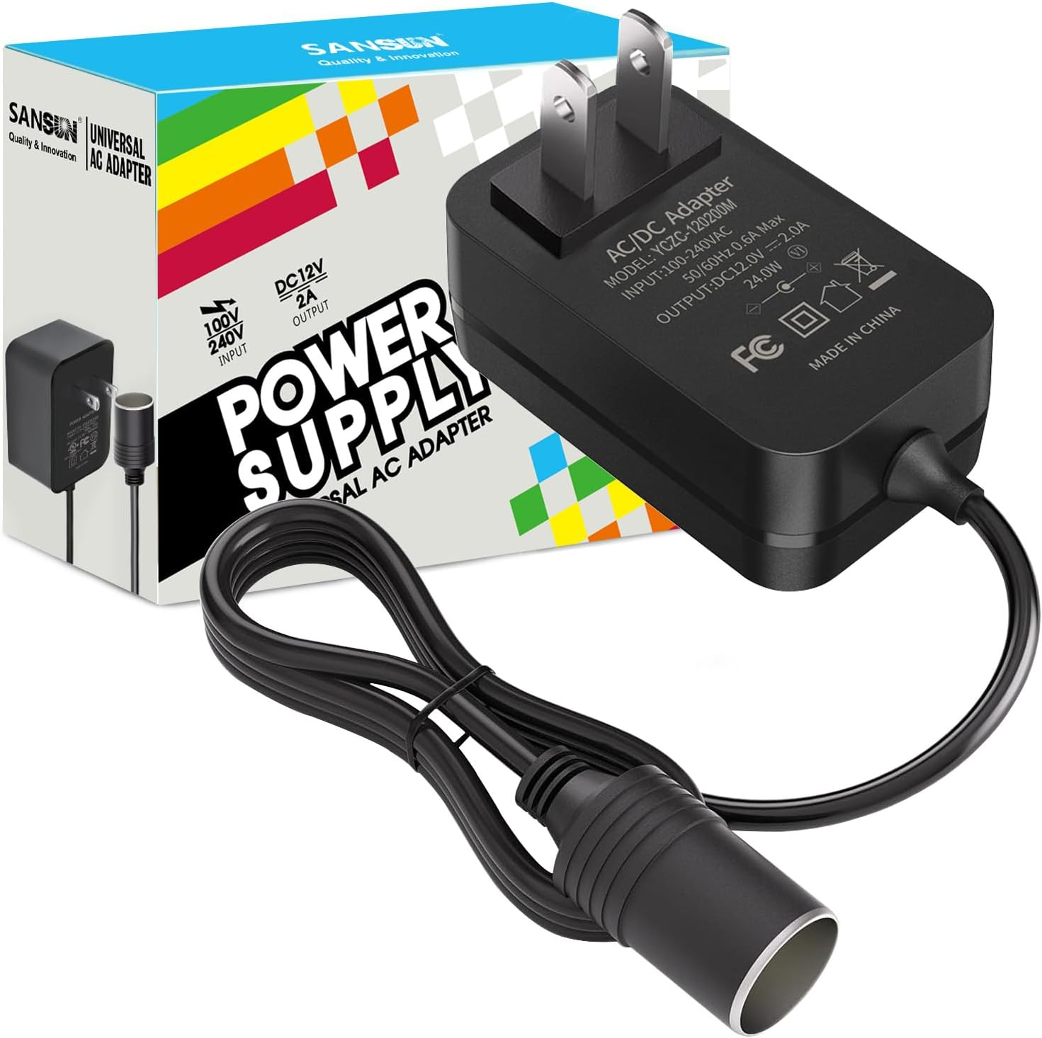 AC to DC Converter 2A Car Cigarette Lighter Socket, 120V to 12V Supply  Adapter