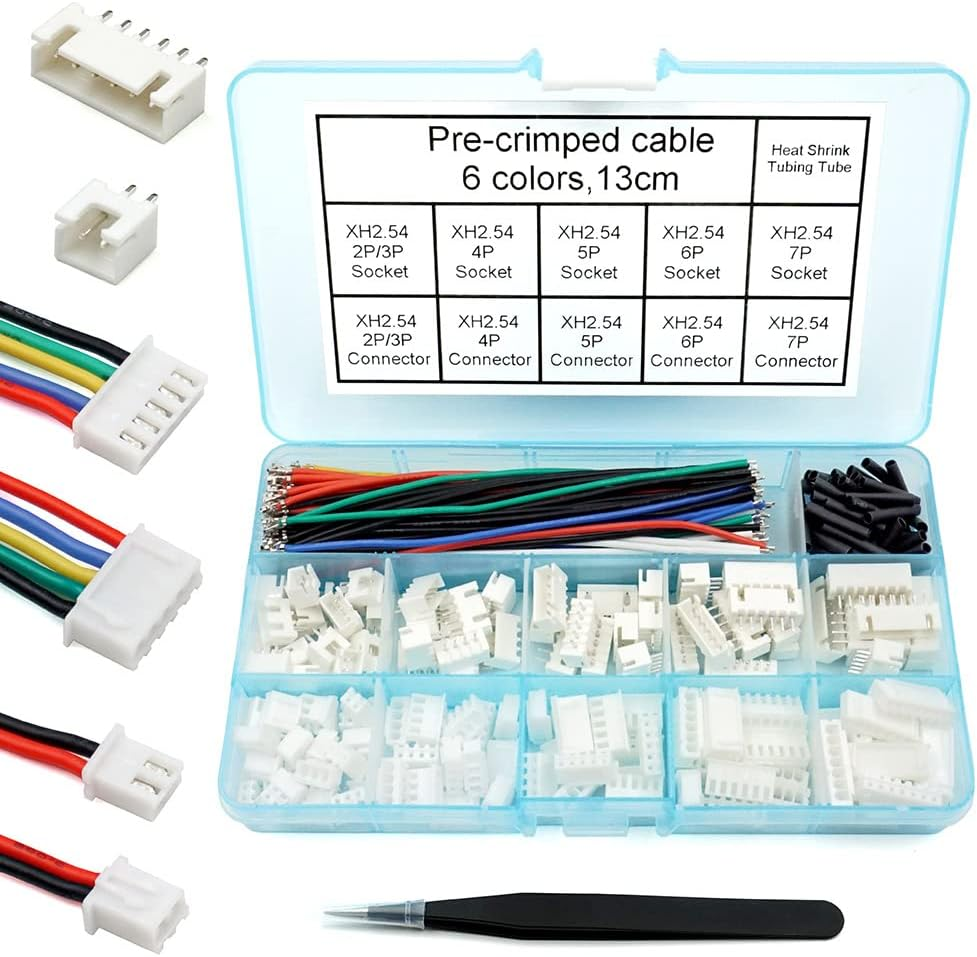2.54mm XH Connector Socket Kit with pre-Crimped Cable Wire 2/3/4/5/6/7 Pin Housing JST Adapter Cable Male and Female Compatible with JST-XH Connector (Connector&Socket)