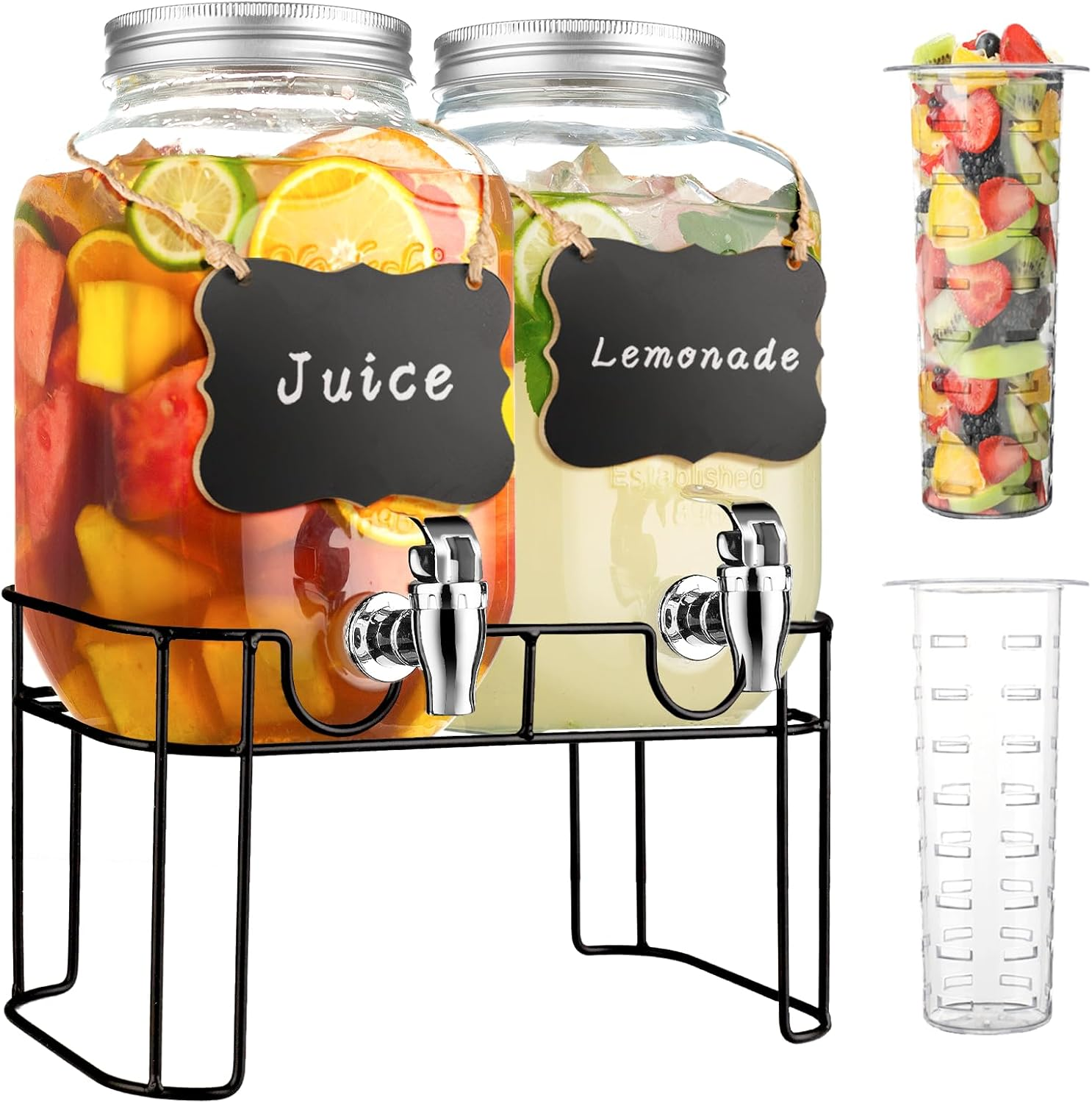 1 Gallon Glass Drink Dispensers for Parties,Lemonade Beverage Dispenser with Stand and Spigot for BBQ, Picnic, Party,Laundry Detergent Dispenser