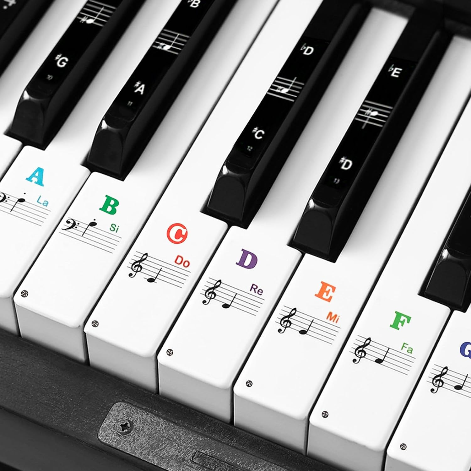Piano Keyboard Stickers for 88/61/54/49 Key, Piano Keyboard Stickers for Kids Learning Piano, Transparent and Removable Piano Key Labels Notes, Colorful