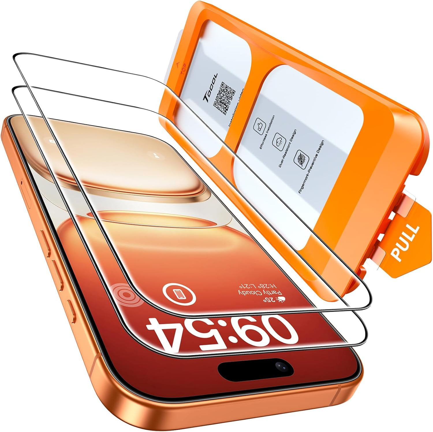 TOCOL for iPhone 17 Pro Max Screen Protector/16 Pro Max Screen Protector 6.9 inch 9H Hardness Military Grade Shatterproof HD Tempered Glass, Full Coverage Easy Installation, Case Friendly, 2 Pack