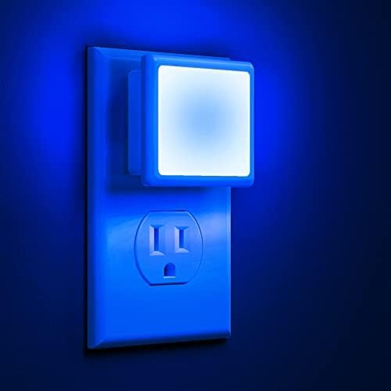 Blue Night Lights Plug into Wall 2-Pack, 0.3W Plug in Night Light, Dusk to Dawn, Bright Nightlight Auto-On/Off, for Adults Kids Room Bedroom Bathroom Hallway Kitchen, Non-Dim