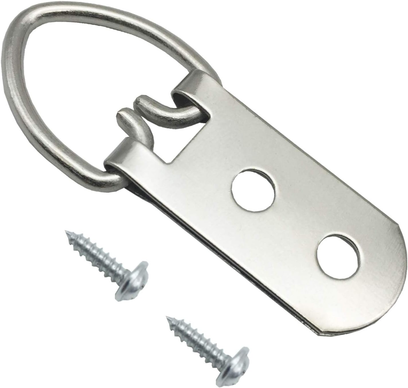 20 Pack D-Ring Steel Picture Hangers Heavy Duty with Screws Picture Frames Double Holes Clasp Picture Hang Solutions