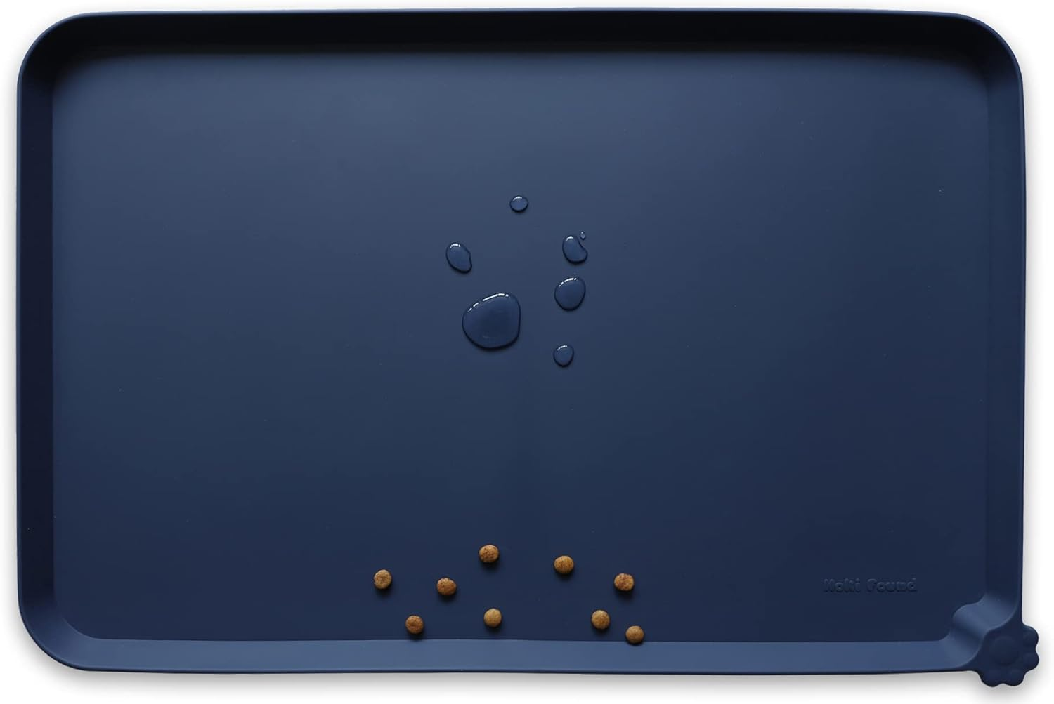 X-Large Silicone Pet Feeding Mats - Non Slip Dog Cat Bowl Mats - Waterproof, Suitable for Carpet - French Navy