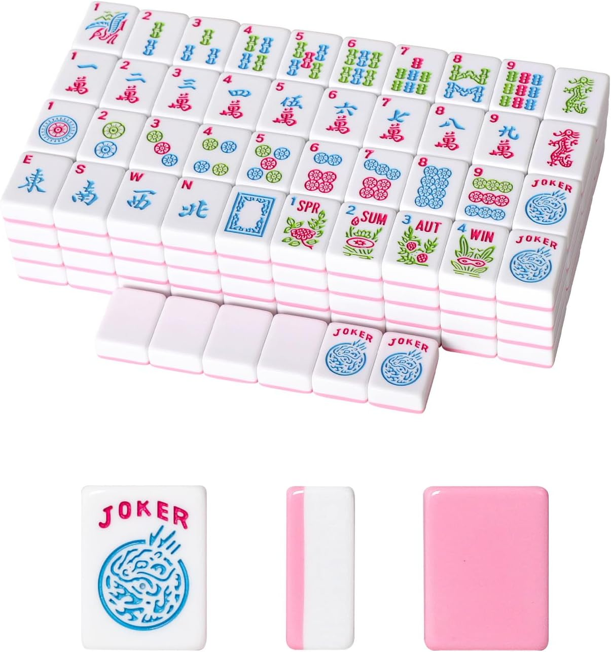 1.2”American Mahjong Tile Set, 166 Mahjong Game Set with Pink Color (Tiles Only, No Racks and Other Accessories)