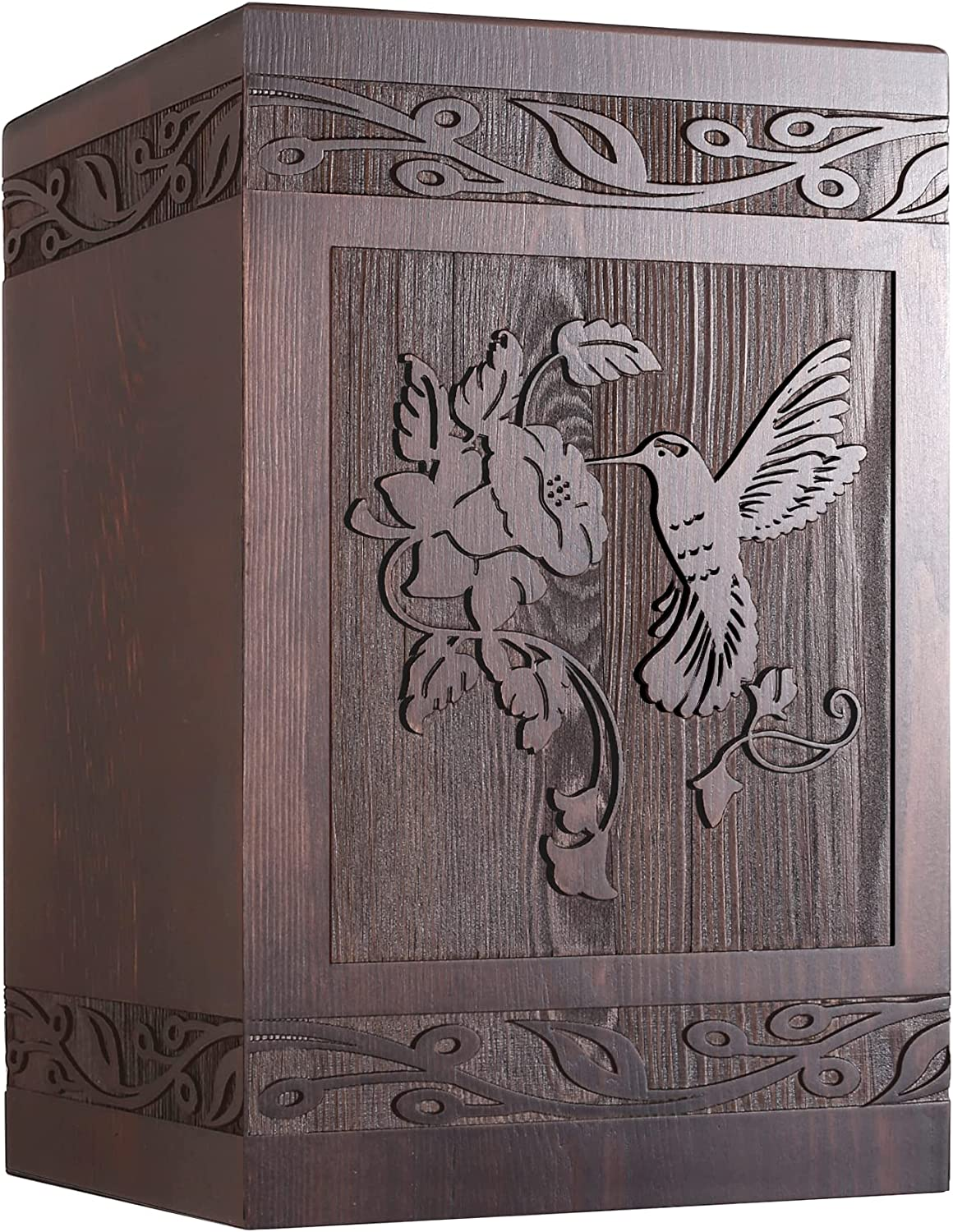 Cremation Urns for Human Ashes Adult Male Female, Wooden Hummingbird Urns Box and Casket for Ashes Men Women Child, Pets Cat Dog Urn, Burial Funeral Memorial Urns for Ashes, Holds 222 Cubic Inch