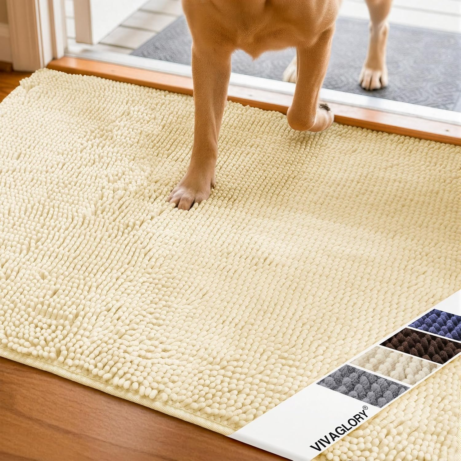 VIVAGLORY Dog Door Mat Absorpmax Dog Rug for Muddy Paw, Mat for Muddy Paw Door Indoor Floor Entryway, Waterproof Washable & Water Absorbent Dirt Trapper, 31" × 20", Grey