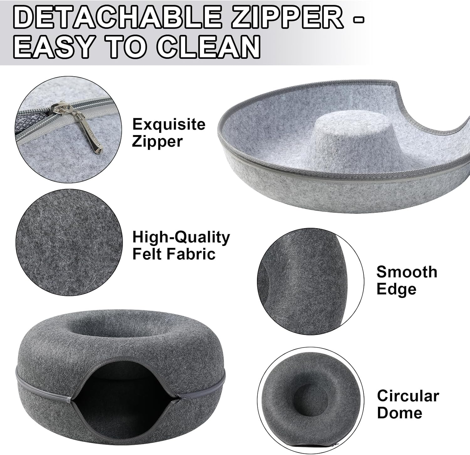 Bininl Cat Tunnel - Peekaboo Cave Bed for Indoor Pets, Donut-Shaped House Wit... - Picture 5 of 17