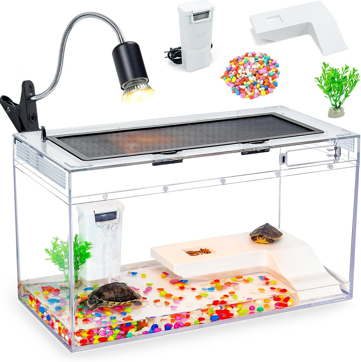 20X10.6X9.4'' Turtle Tank Kit with Heating Lamp & Filter