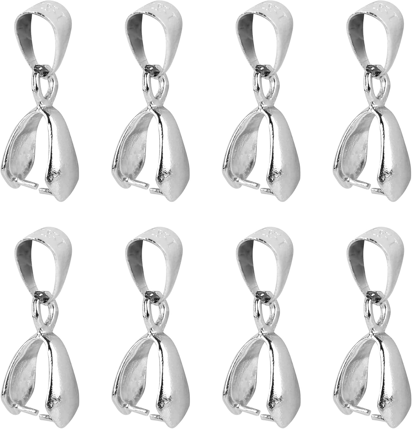 50 Pcs Metal Pendant Pinch Bails for Jewelry Making with Loop Charm Clasp