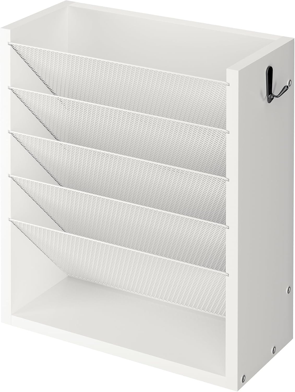 Hanging Wall File Organizer 6 Tier Wood Wall File Holder with 2 Hooks Mail Org
