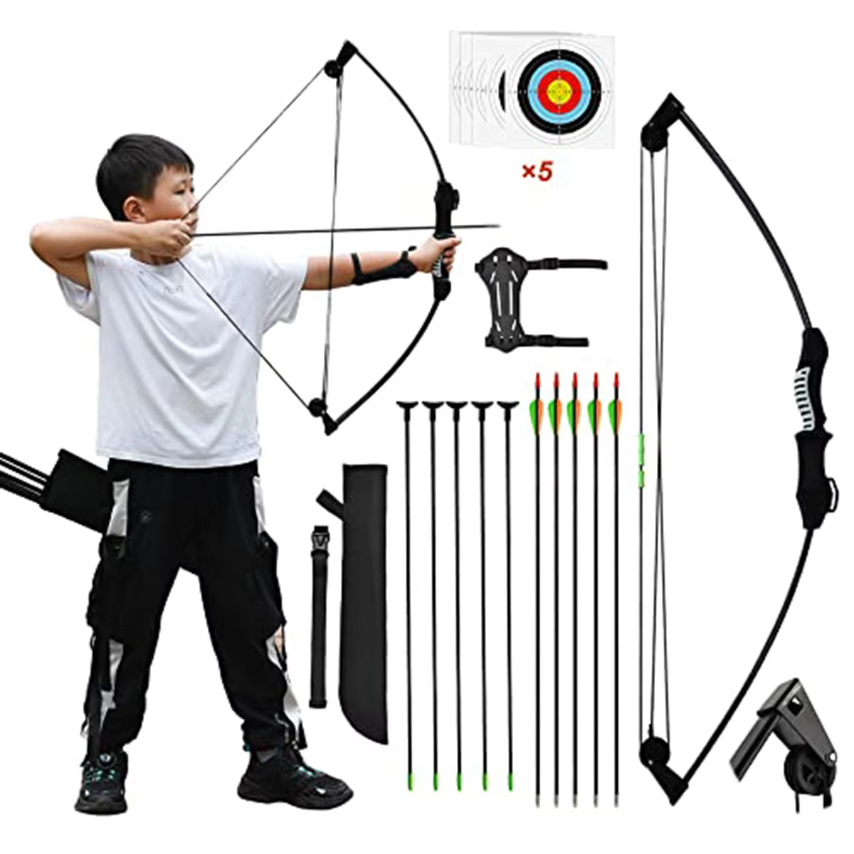 Archery Bow and Arrow Set for Kids Adults Practice Longbow Hunting