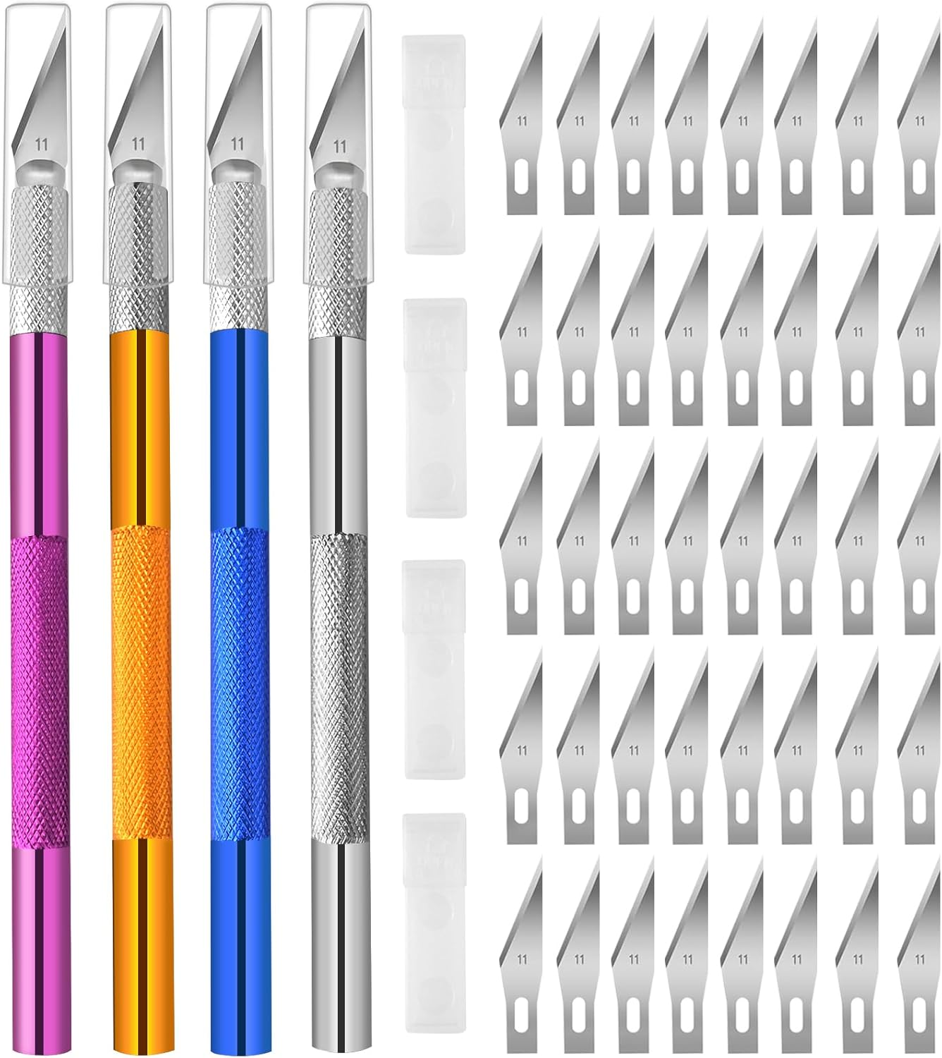 4PCS Exacto Knife, Hobby Knife Craft Knifes with 40PCS Spare Exacto Knife Blades(#11), Profession Exacto Knives Precision Knife for Crafting, Arts, Modeling, Scrapbooking, Stencil
