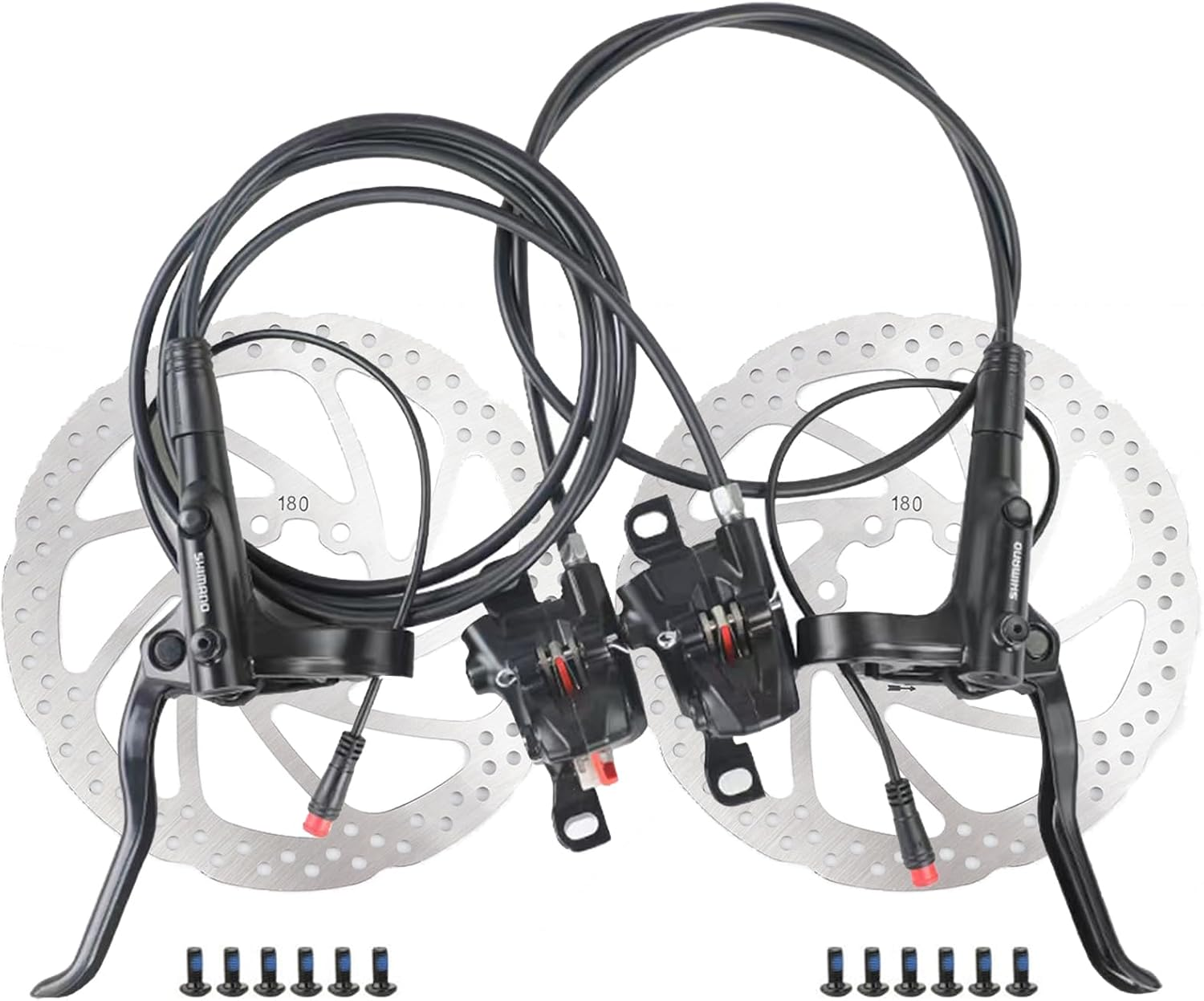 MT200 E-Bike Hydraulic Disc Brakes Set, 2-PIN Ebike Brakes