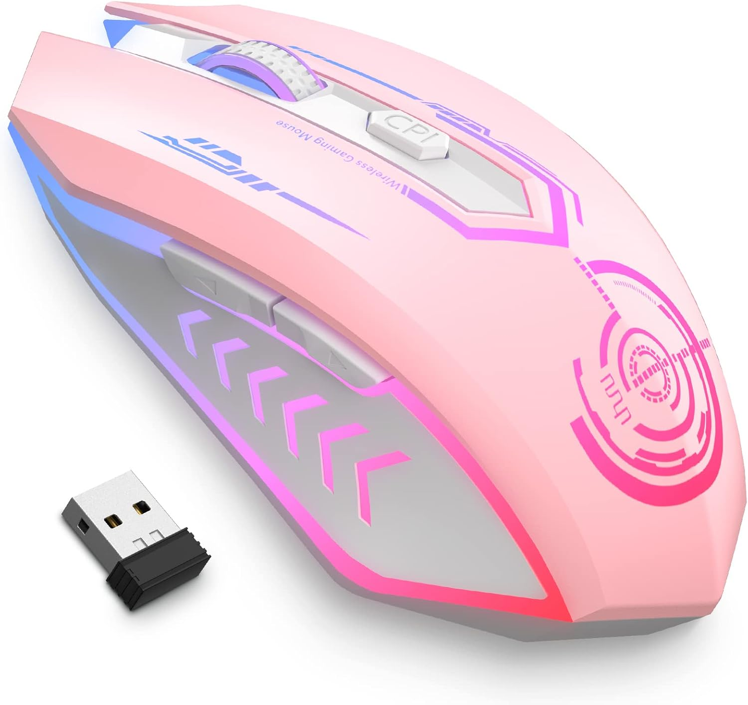 UHURU Gaming Mouse, Wireless Gaming Mouse with 6 Buttons 7 Changeable LED Color