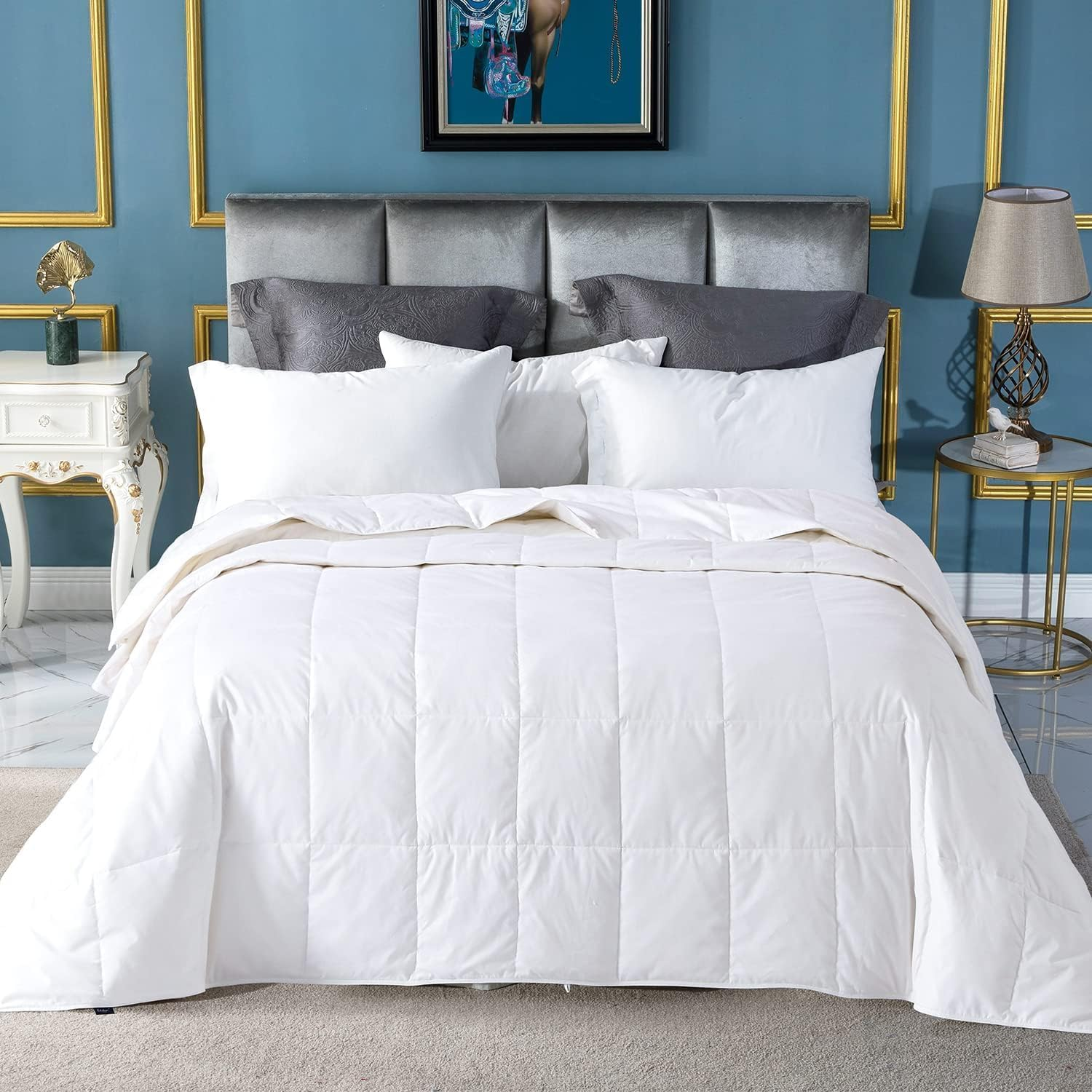Summer down Comforter King Size,Extra Lightweight Duvet Insert,White | Breathable Lightweight down Blanket for Hot Sleepers, Noiseless & Extra Soft,106X90 Inches