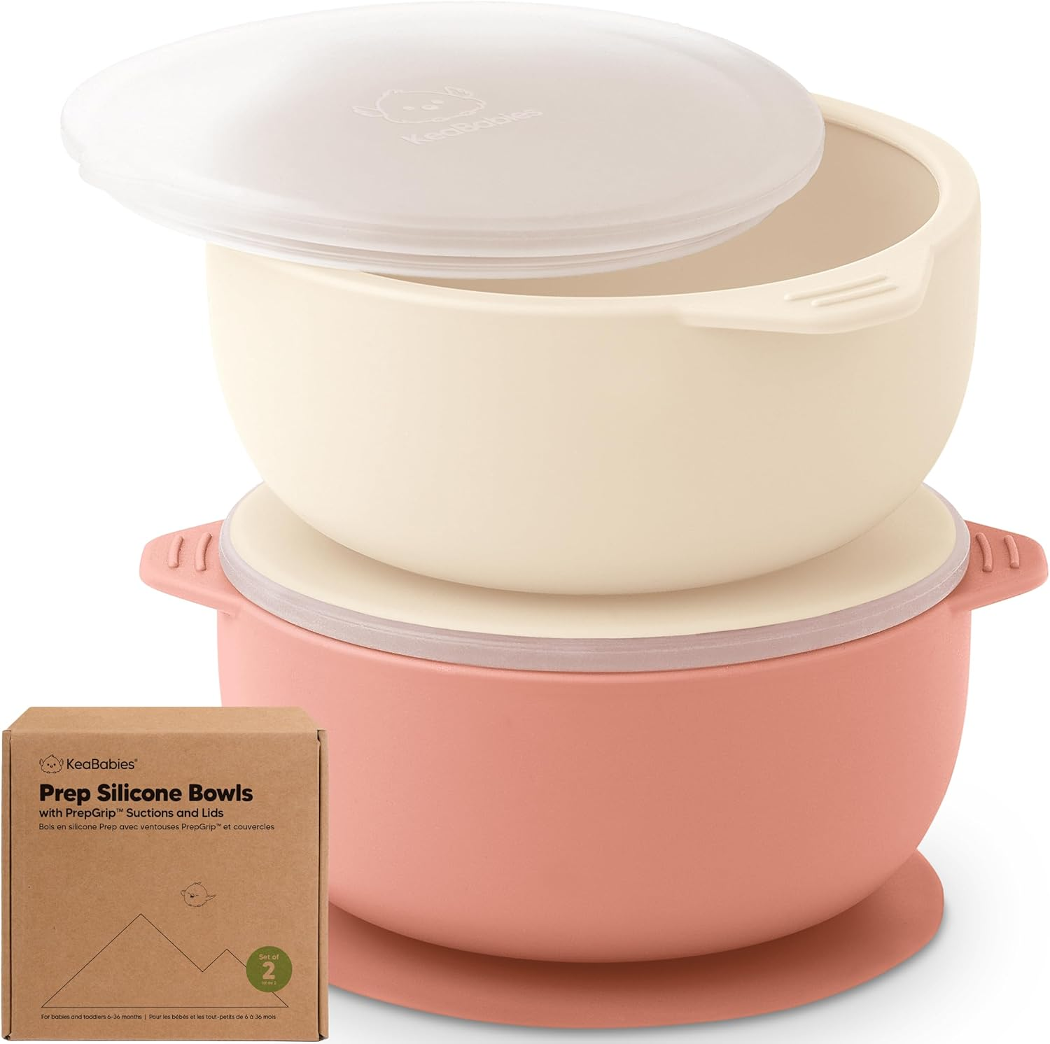 2-Pack Baby Bowls with Suctions, Lids - Silicone Toddler Suction Bowls for Baby Boy, Girl, Kids, Food Grade Silicone, Bpa-Free, Dishwasher Safe, Toddler Eating Essentials (Roseate)
