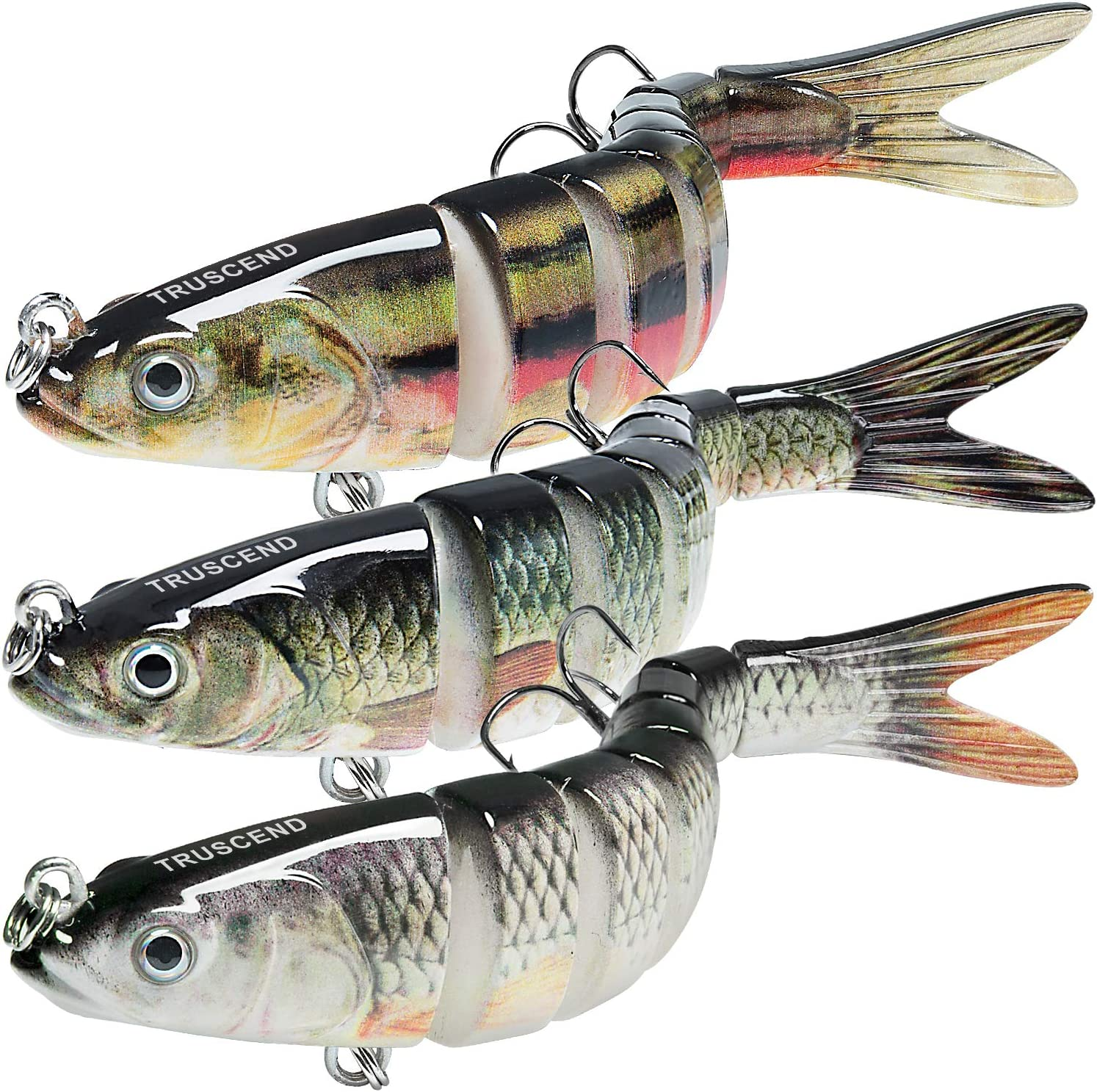 TRUSCEND Easy Catch Swimmax with BKK Hooks, Magic Noisy Wiggling and Vibrating Actions for More Bites, Lifelike Fishing Lures for Bass Trout Walleye Crappie, Strongest Dyneema Fiber Jointed Swimbaits