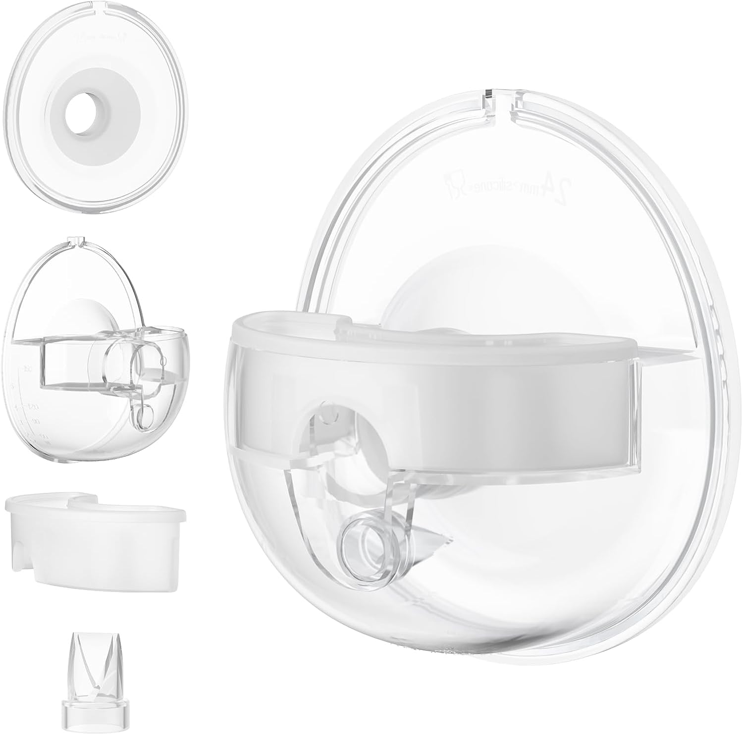 P16 Replacement Full Set Collector Cup, Only Compatible with P16 Wearable Breast Pump (150Ml, 24Mm Flange), Original Accessories, 1 Set