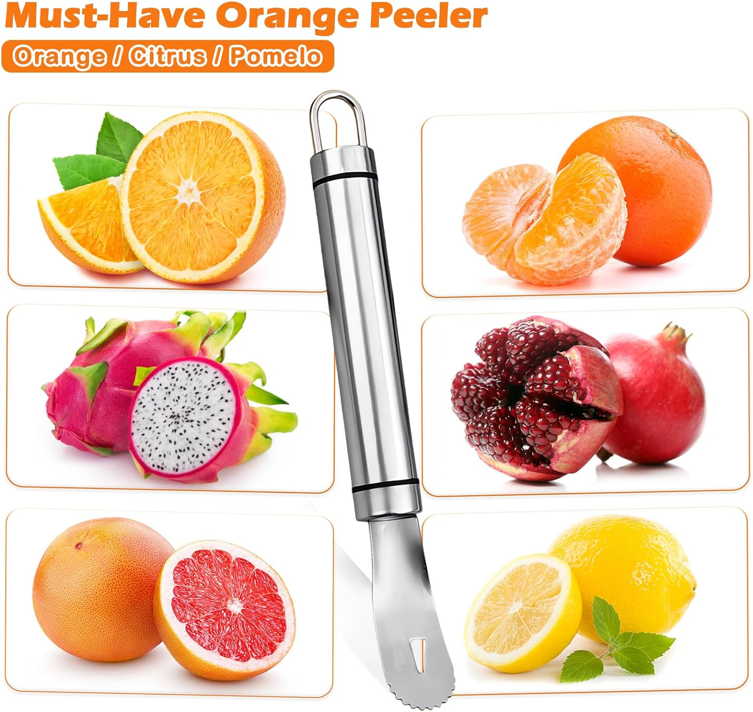 Stainless Steel Orange Peeler | Easy to Peel | Long Handle Orange Citrus Peel... - Picture 7 of 14