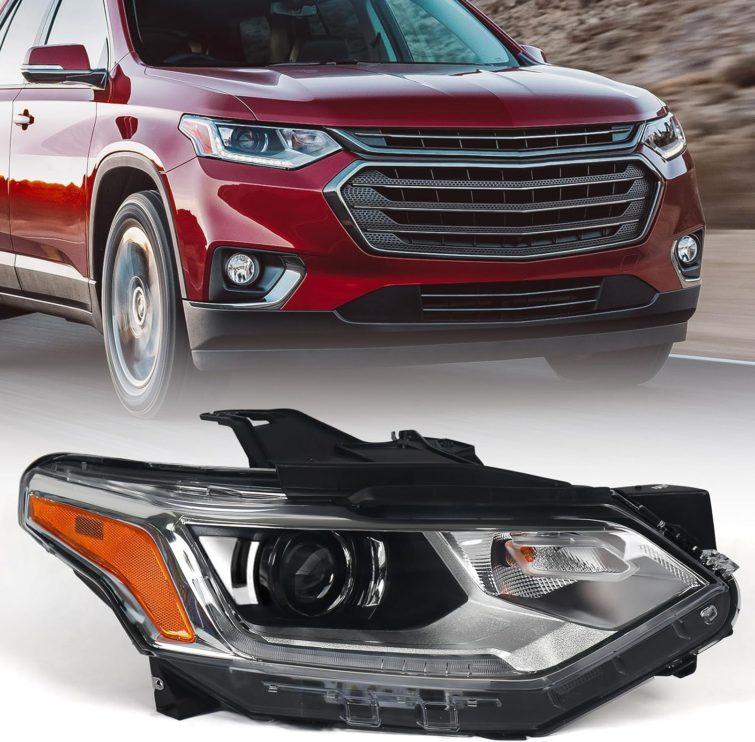 Xenon Headlights Assembly Compatible with Chevy Traverse 2018-2021 Hid Projector Headlights with LED DRL Factory Headlamps Right Passenger Side RH GM2503487 84887858 84573720