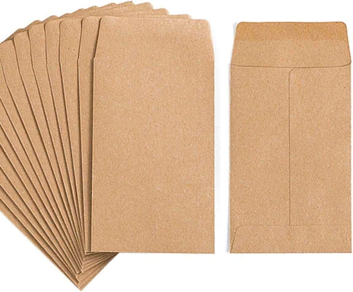 500 Pack Small Coin Envelopes Self-Adhesive Kraft Paper Seed Envelopes Mini Parts Small Items Stamps Storage Packets Envelopes for Garden, Office or Wedding Gift(2.25
