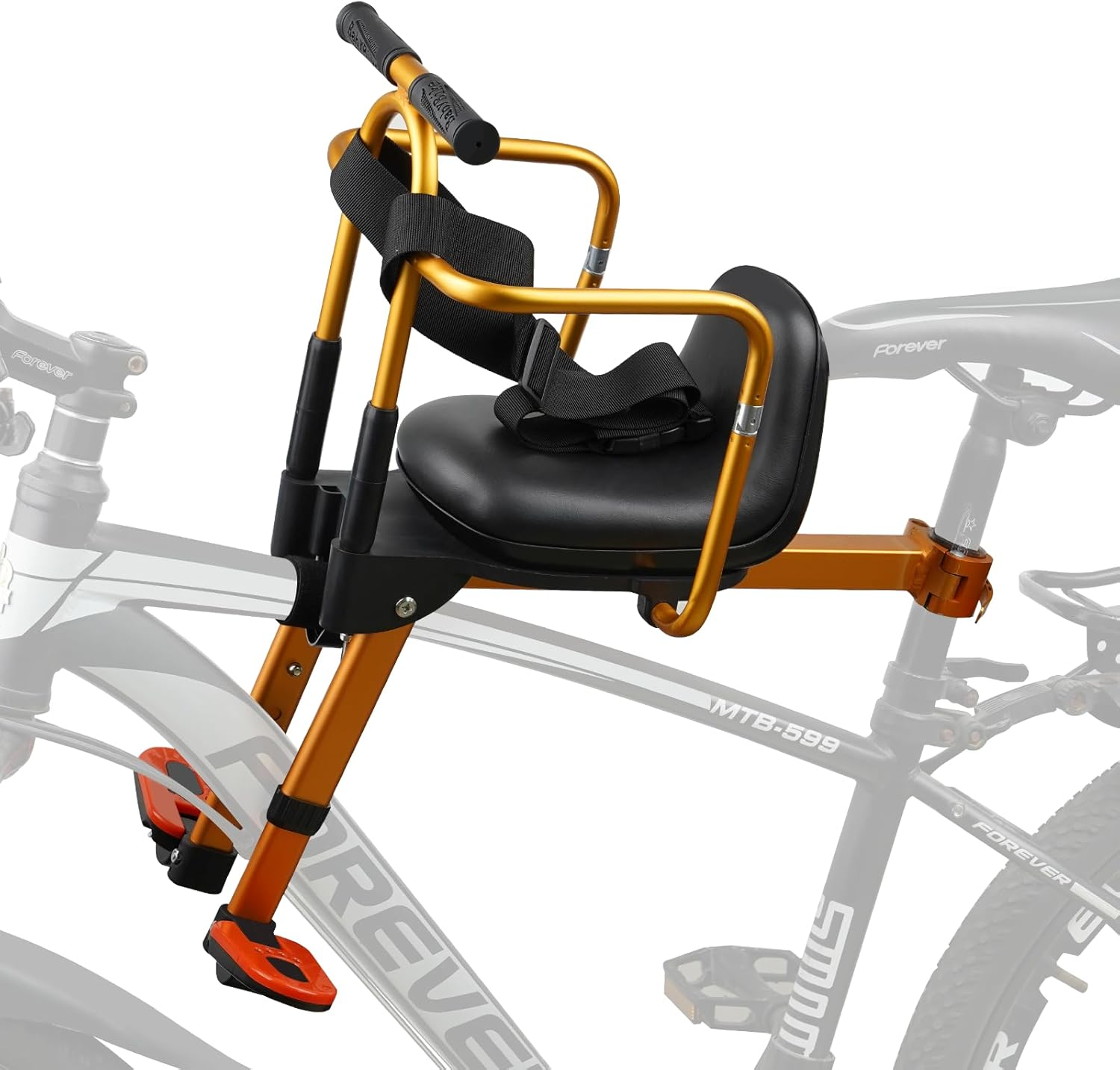 Rear Back Seat for Kids Back Mount, Upgrade Rear Mounted Child Bike Seat with Backrest Armrest Foot Pedals - Width Adjustable Bicycle Rear Seat for Kids, Fits Most Rear Frames