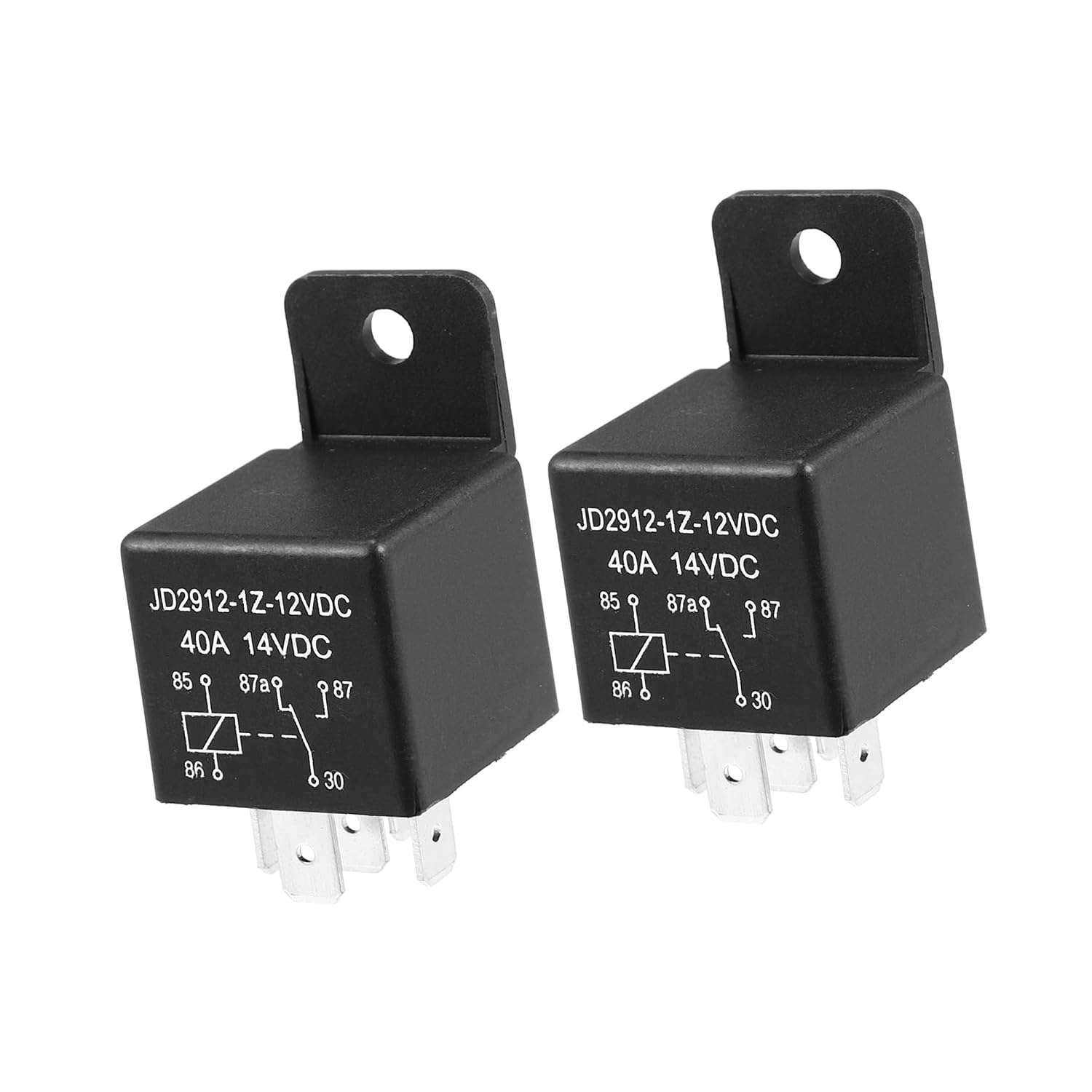 A ABSOPRO 2Pcs Car Relay 5 Pin 12V 40Amp SPST Model JD2912-1Z-12VDC 40A 14VDC Item Replacement