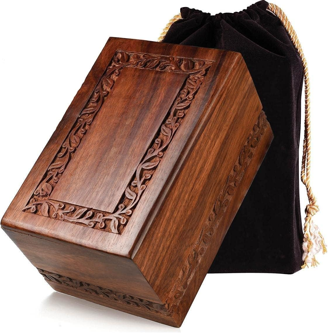Cremation Urn for Human Ashes Adult Male Female - Wooden Urn Box and Casket