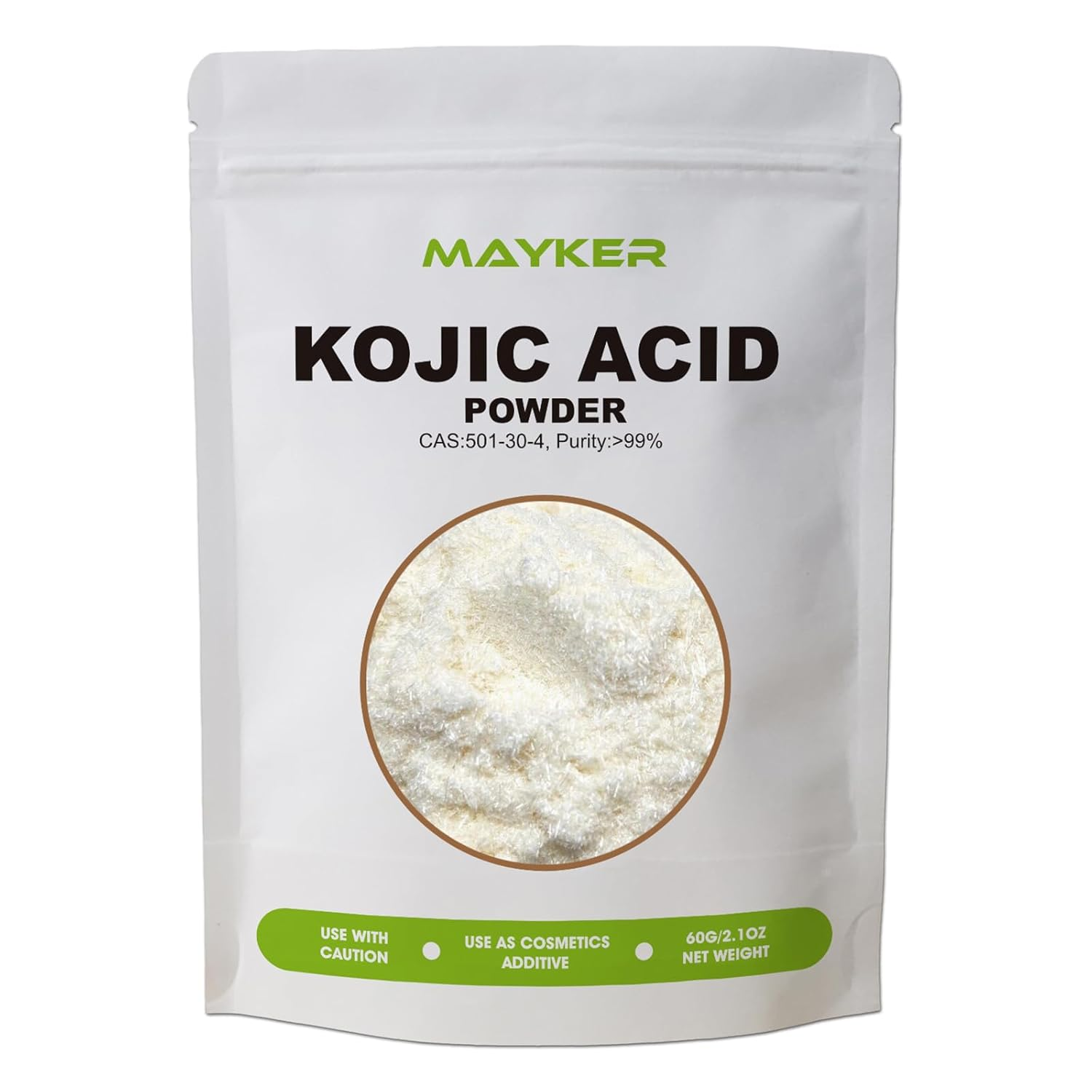 Pure Kojic Acid Powder 2.1oz (60gram), Skin Whitening Lightening, Natural and O