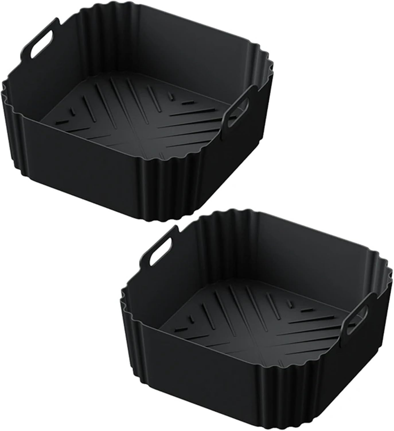 Air Fryer Silicone Liners for Ninja AF140 AF141 AF180 AF181 Air Fryer for Philips HD9270 Basket Baking,9inch Reusable square,Black×2 pack
