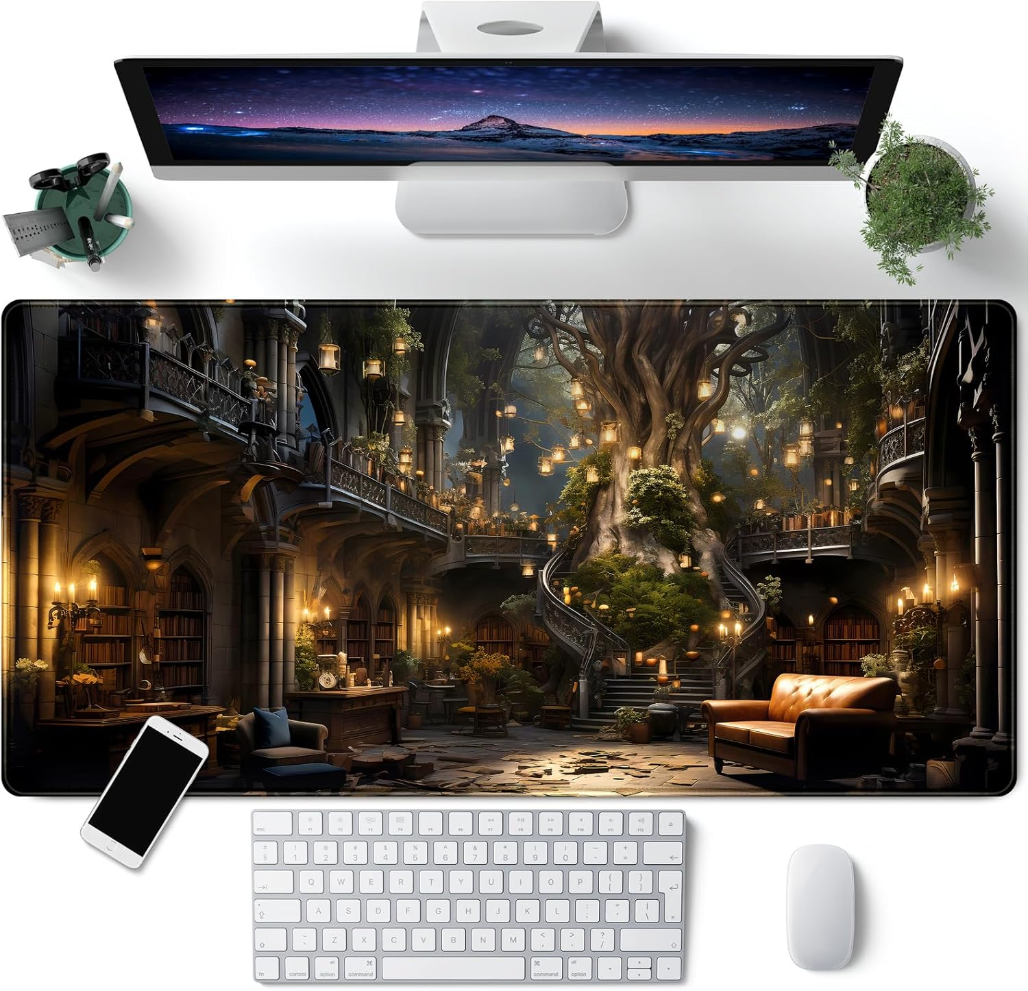 Vintage Aesthetic Desk Mat Adventure Extended Mouse Pad Large Gaming Mousepad XXL Dark Academia Desk Pad Laptop Computer Mouse Keyboard Mat 31.5 x 15.7 in for Office Desk Decor