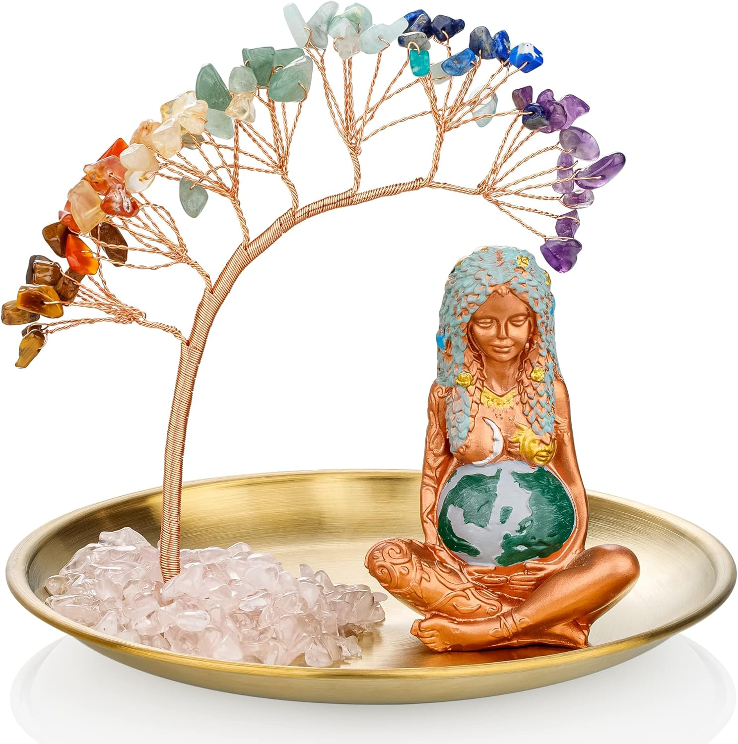 7 Chakra Healing Crystal Tree Ceramic Mother Earth Decor Mother Earth Statues Gifts for Women, Yoga Meditation Zen Spiritual Room Home Shelf Decor Feng Shui Good Lucky