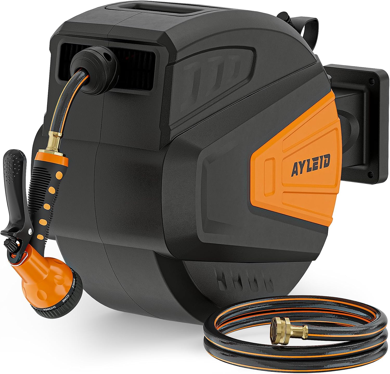 Retractable Rubber Hybrid Garden Hose Reel, 1/2"X100Ft Wall Mount