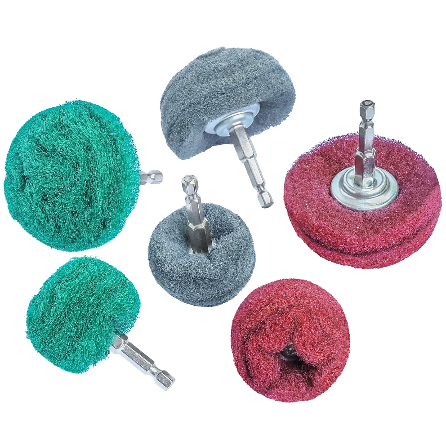 6PCS Non Woven Abrasive Buffing Polishing Wheel Drill Attachment Set,Scouring...