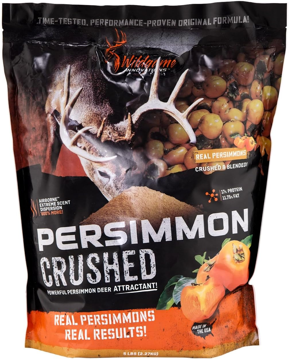 WILDGAME Innovations Persimmon Crushed Deer Attractant, 5Lb Bag | Powerful Nutritious Long-Lasting Airborne Hunting Attractant with Real Persimmons