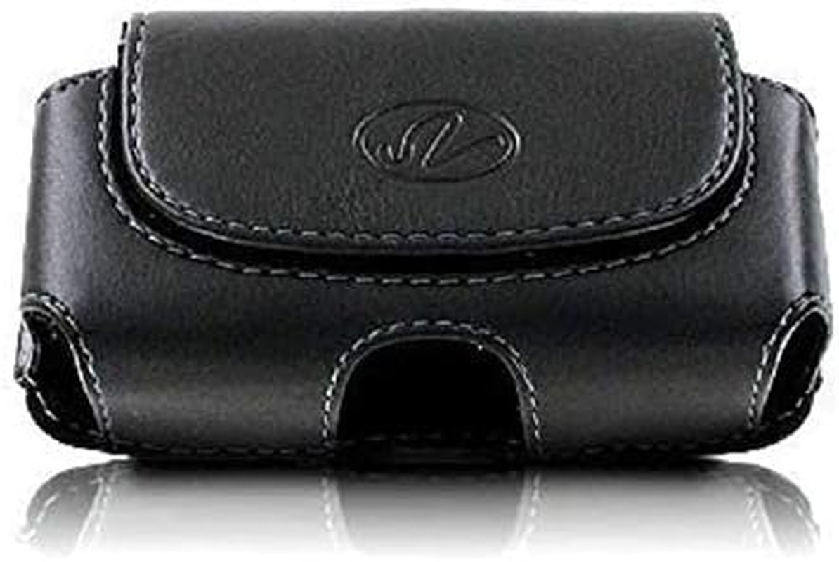 Horizontal Holster for Flip Phone or Smartphone up to 4.25X2.25X0.85 Inch in Dimensions, a Leather Carrying Case with Belt Clip and Belt Loops