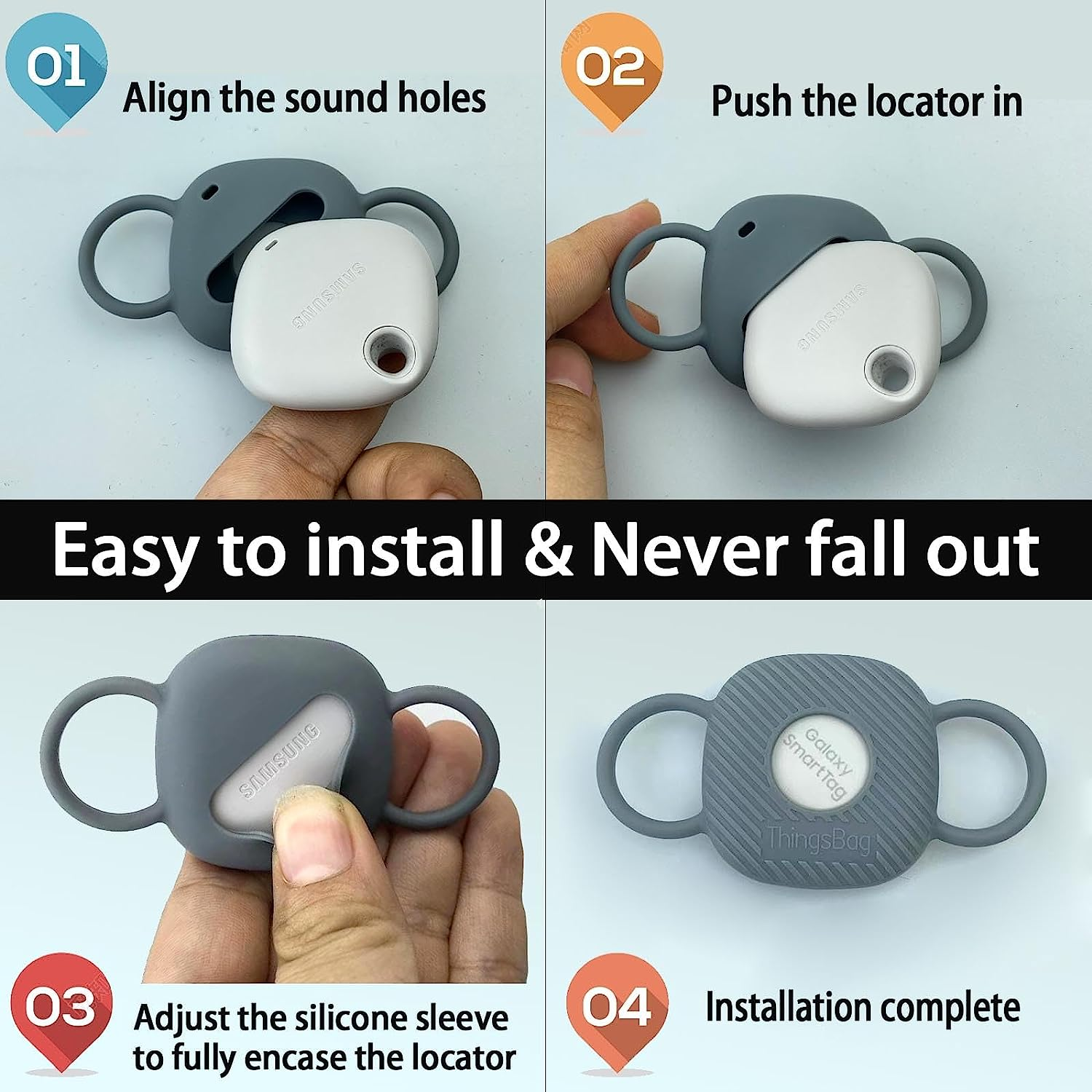 Dog Silicone Collar Holder for Samsung SmartTag/Smart Tag+Plus/Tile Mate, Com... - Picture 4 of 11