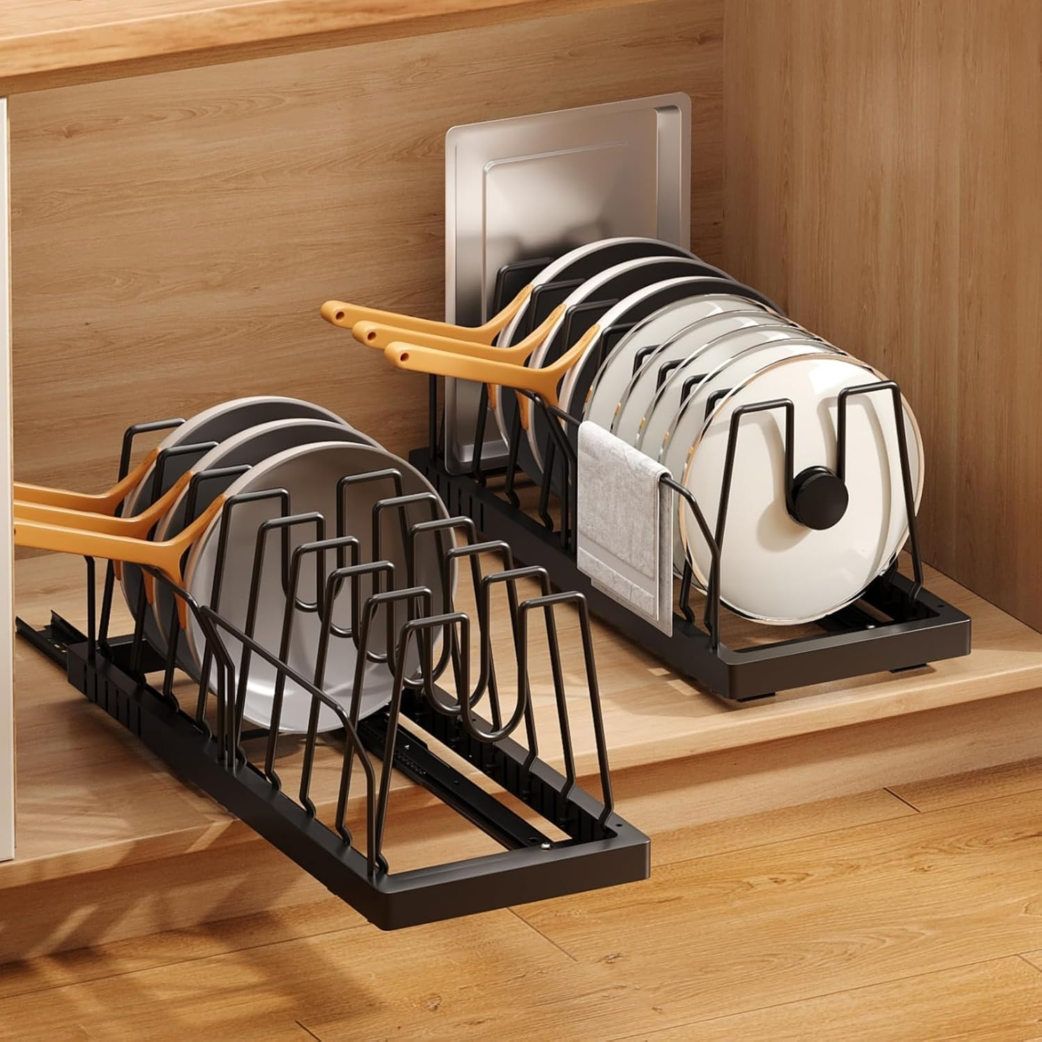 2 Pack Pots and Pans Organizer under Cabinet, 21.6