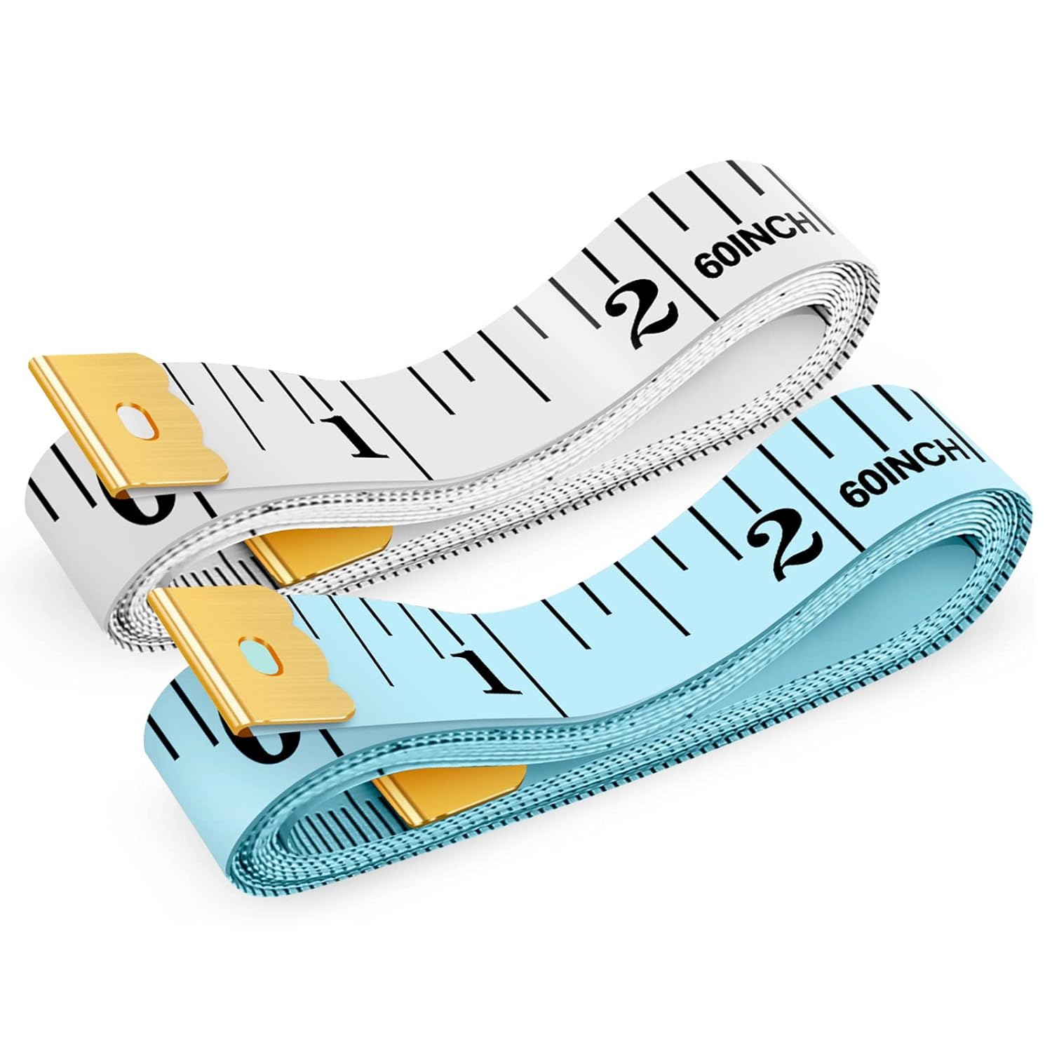 Tape Measure,  Soft Ruler 60-Inch Double-Sided Measuring Tape or Body Weight Loss Fabric Sewing Tailor Cloth Vinyl Measurement Craft Supplies, 2-Pack White, Blue